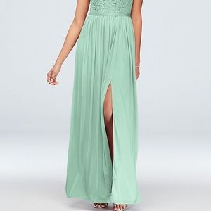 Lace and mesh Mint Bridesmaid Dress